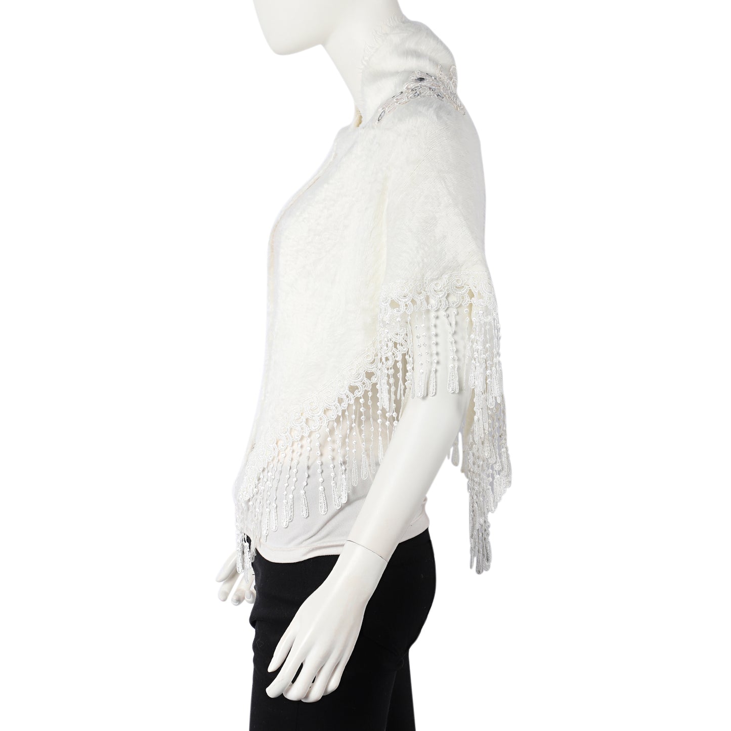 Women's Stylish White Lightweight Sequin Embellished Shawl