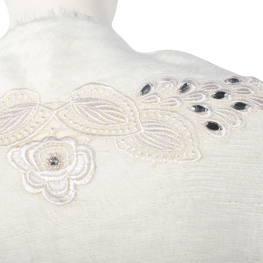 Women's Stylish White Lightweight Sequin Embellished Shawl