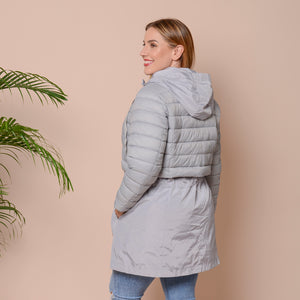 Light Grey Hooded Women's Coat Size L