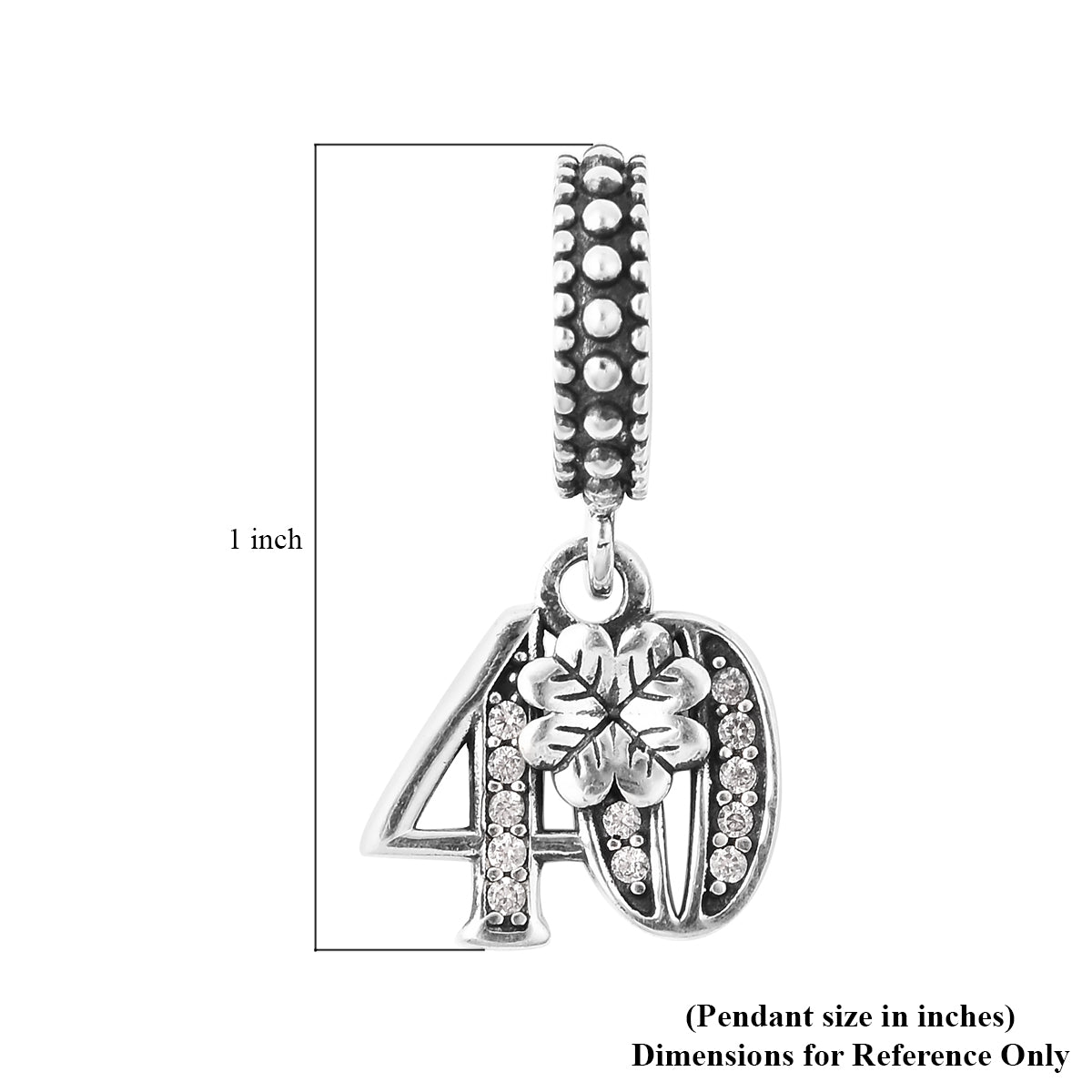 Lucky 40th Birthday Simulated Diamond Charm