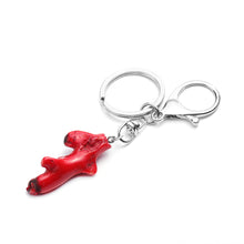 Load image into Gallery viewer, Enhanced Red Bamboo Coral Key Chain
