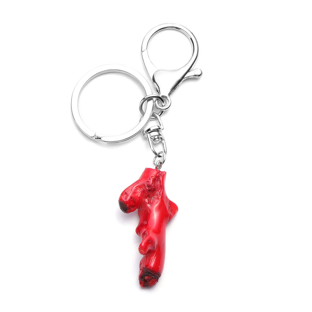 Enhanced Red Bamboo Coral Key Chain
