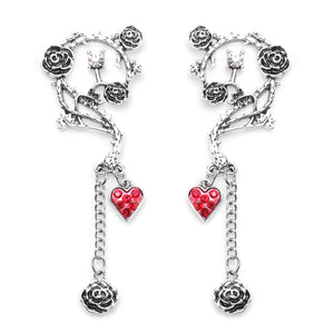 Women's Beautiful Red and White Austrian Crystal Earrings
