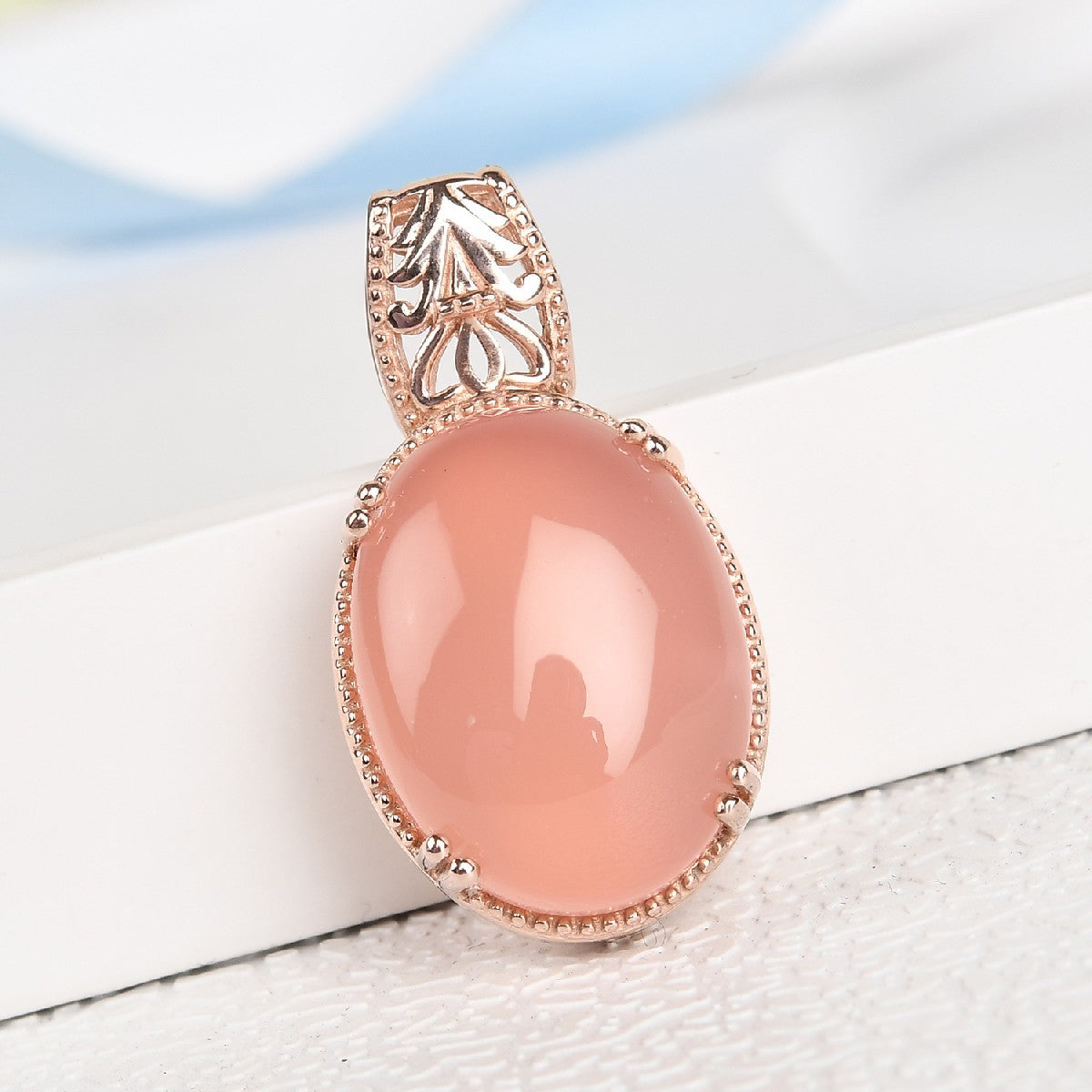 Beautiful Enhanced Pink Chalcedony Solitaire Pendant