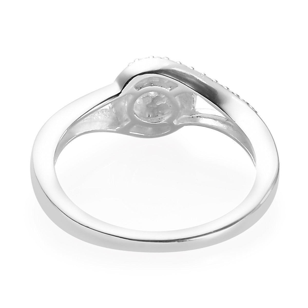 Women's White Moissanite Accent Split Shank Ring Size 8