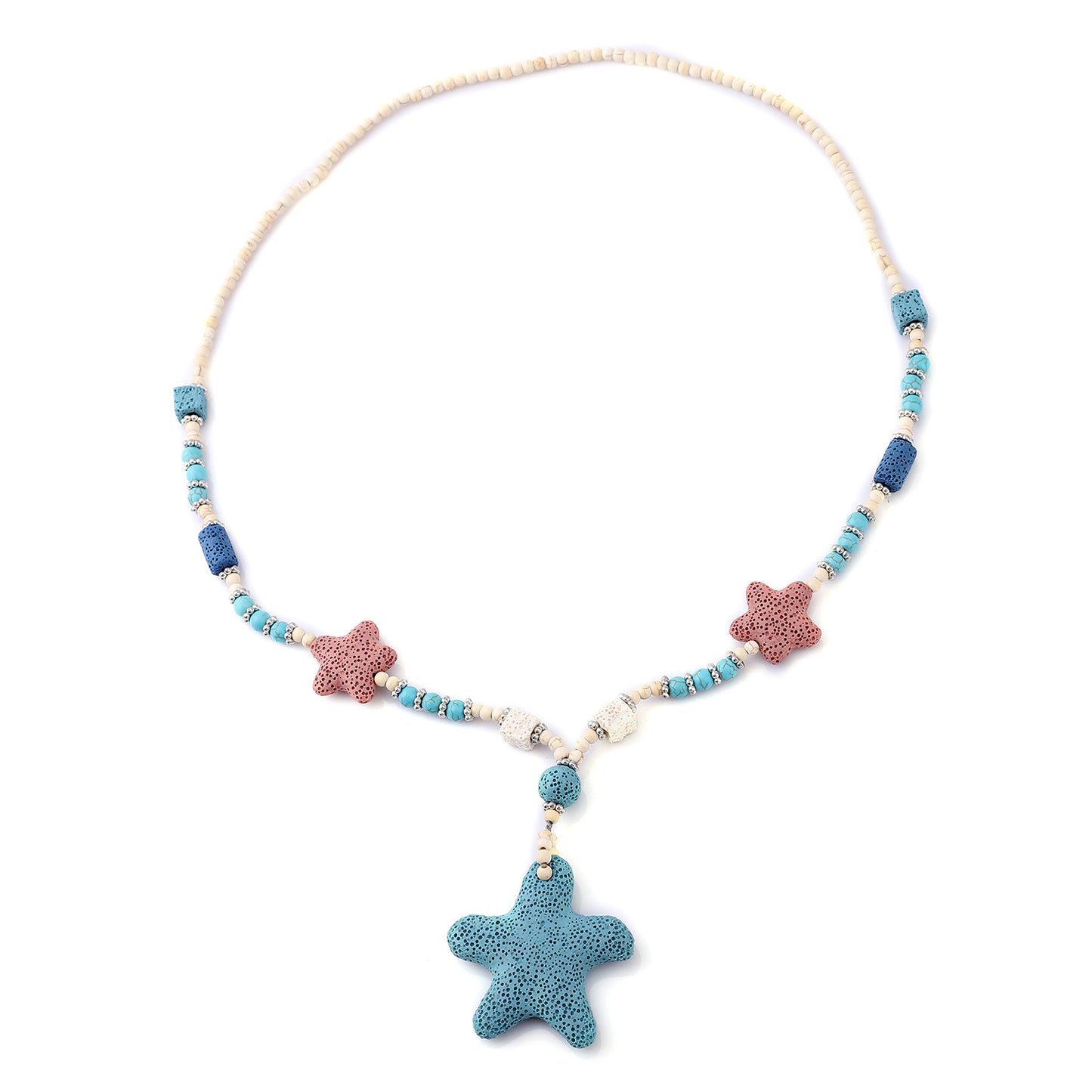 Women's Howlite Beaded Star Charm Necklace