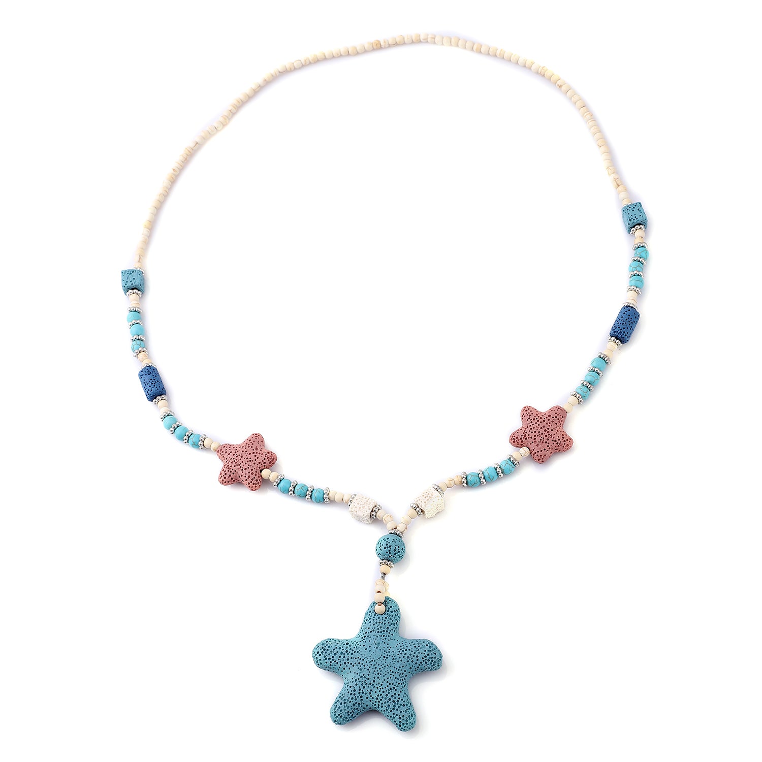 Women's Howlite Beaded Star Charm Necklace