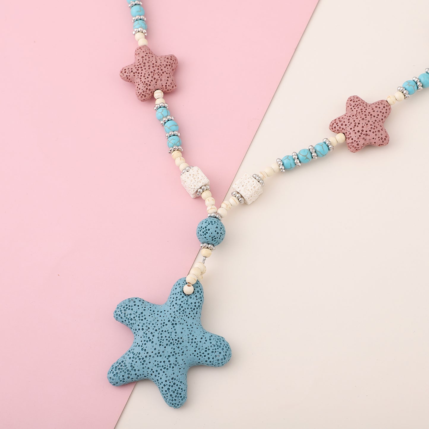 Women's Howlite Beaded Star Charm Necklace