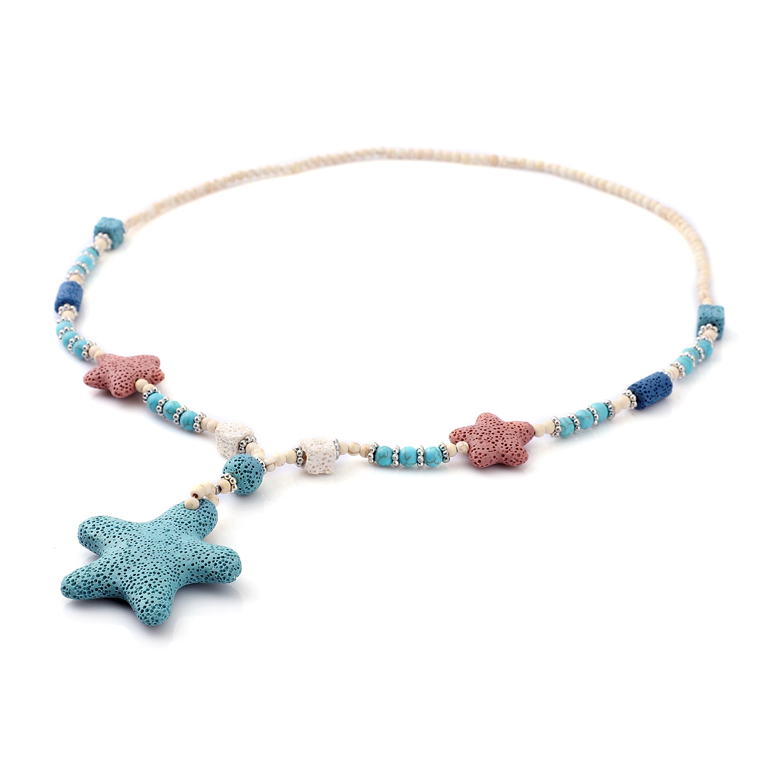 Women's Howlite Beaded Star Charm Necklace