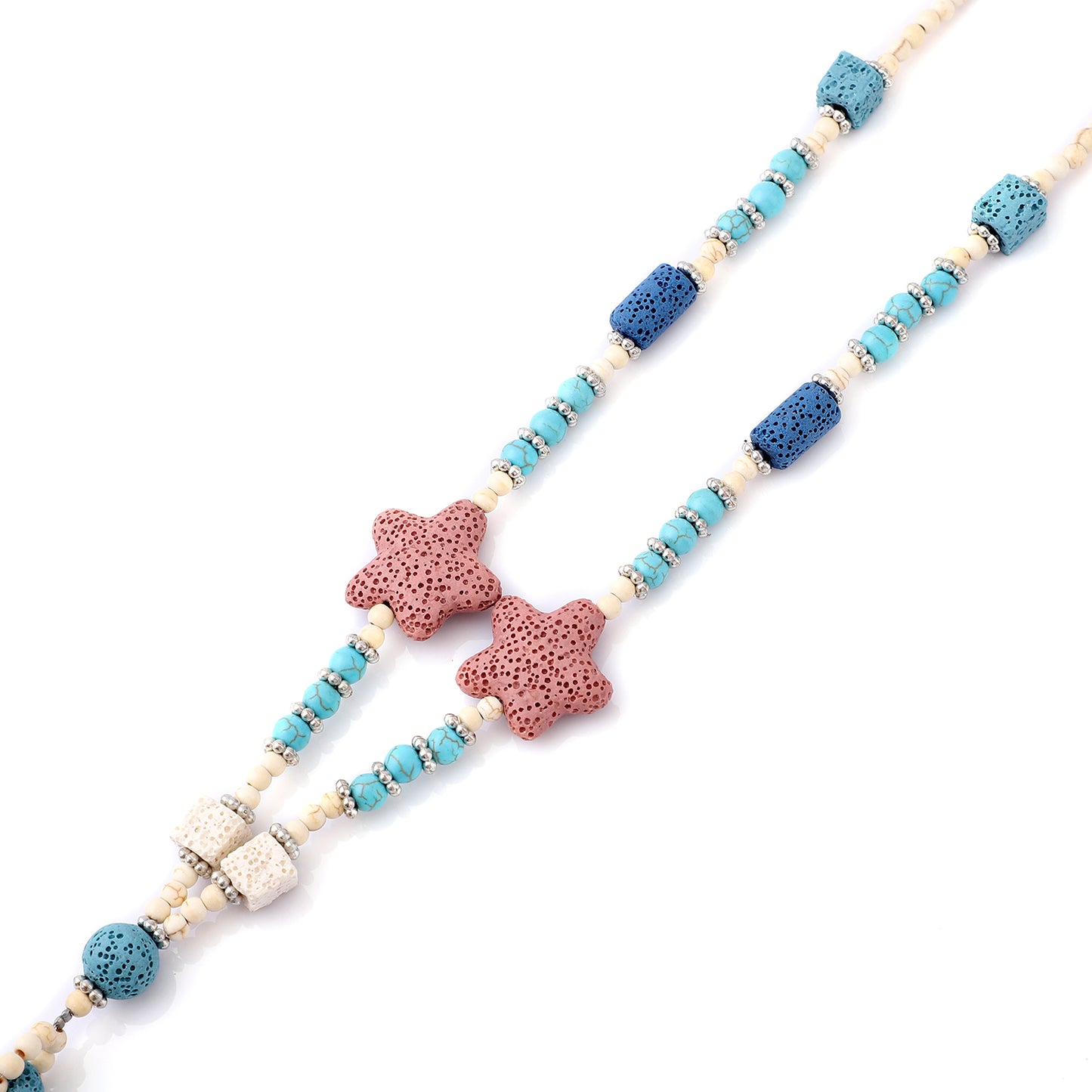 Women's Howlite Beaded Star Charm Necklace