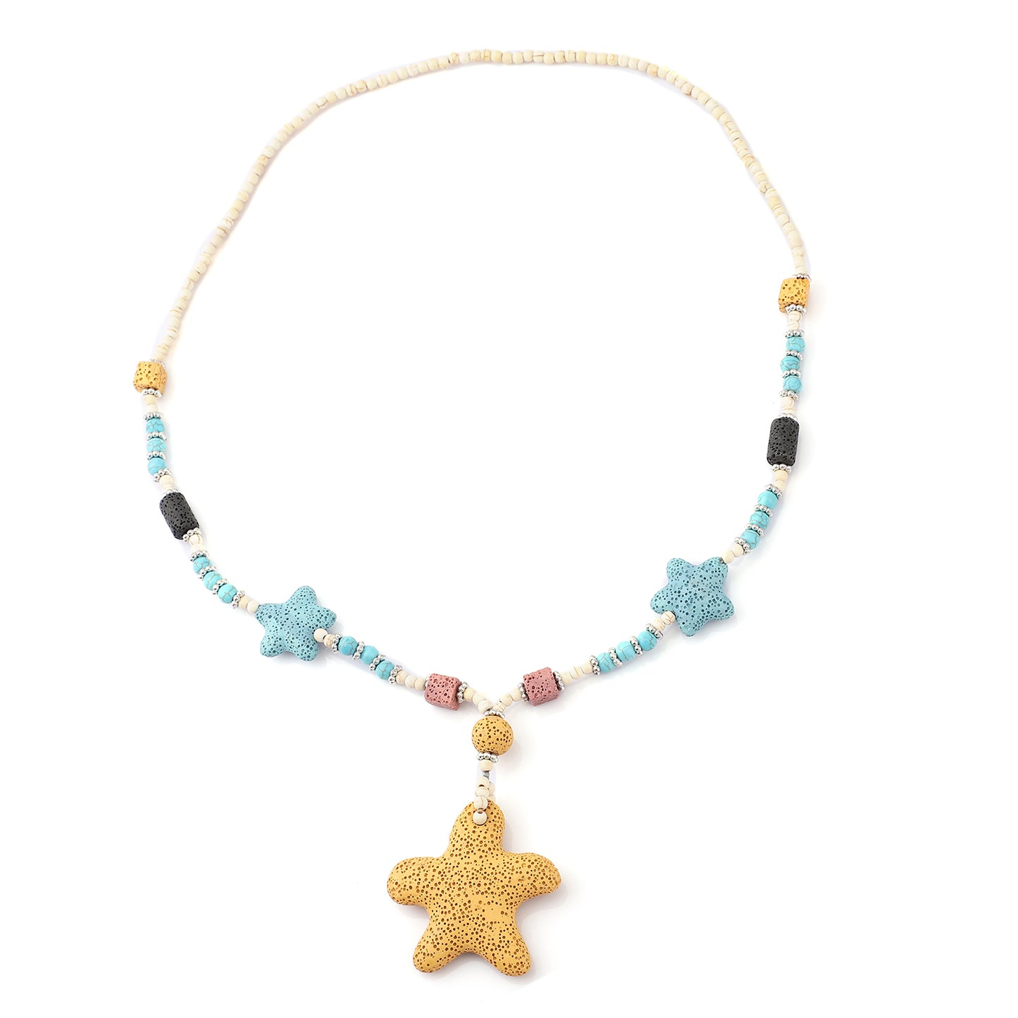 Women's Howlite Beaded Star Charm Necklace