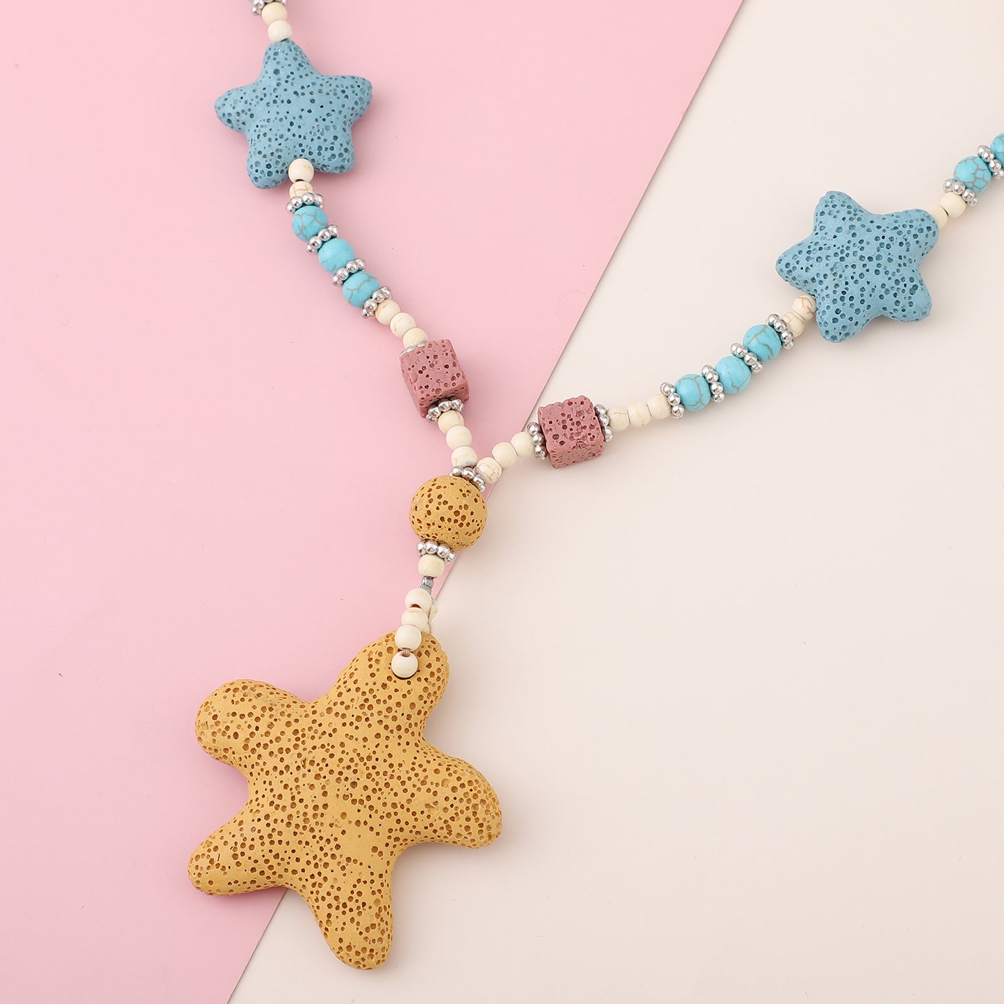 Women's Howlite Beaded Star Charm Necklace