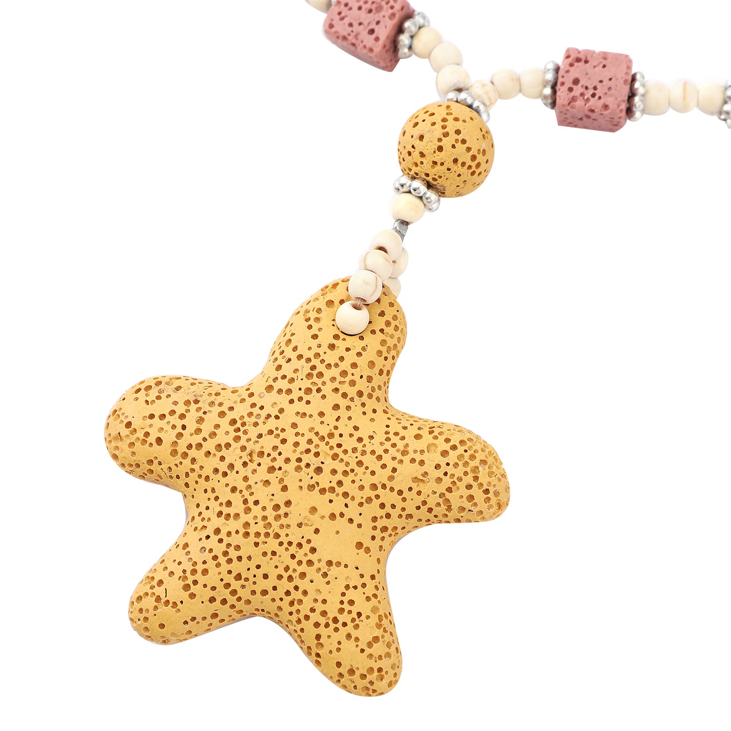 Women's Howlite Beaded Star Charm Necklace