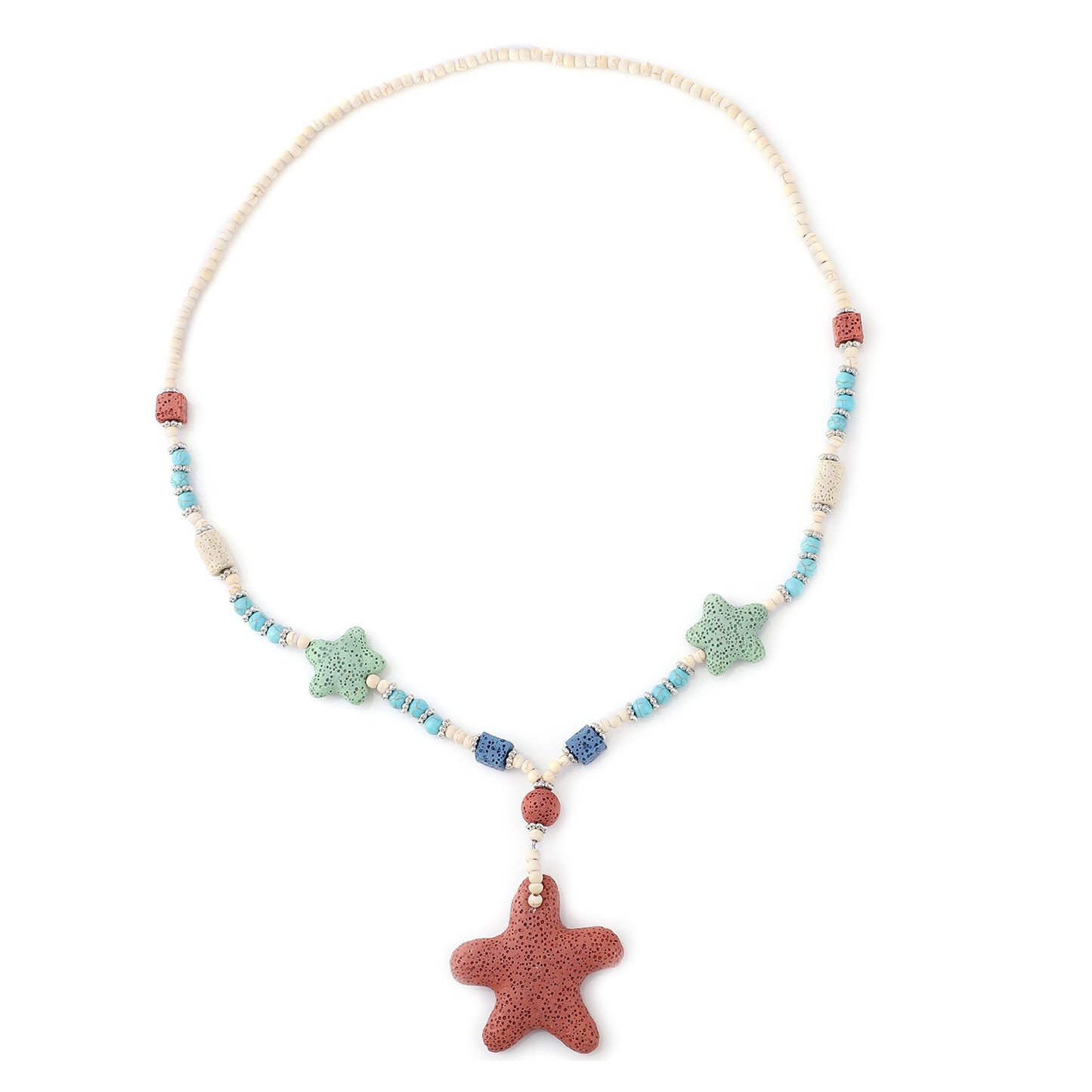 Women's Howlite Beaded Star Charm Necklace