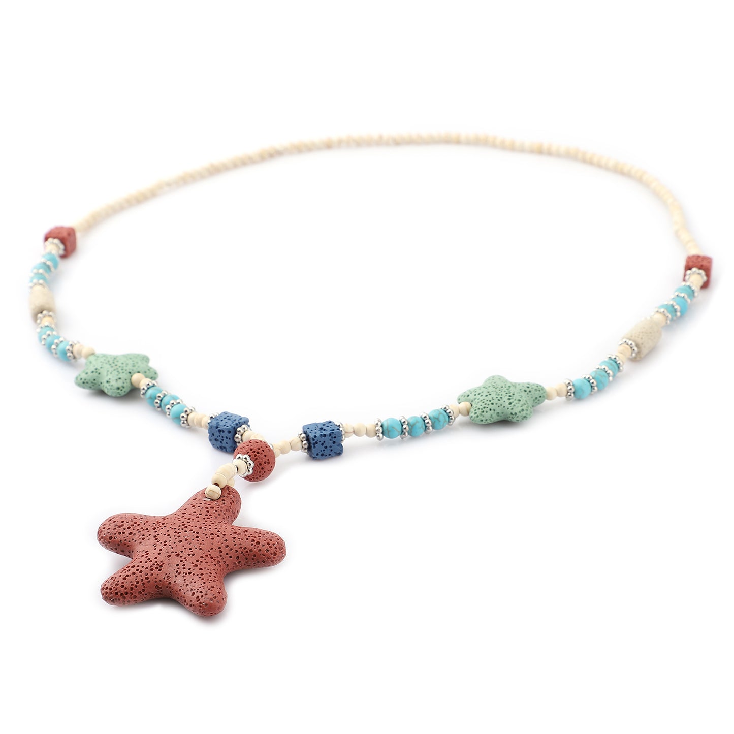 Women's Howlite Beaded Star Charm Necklace