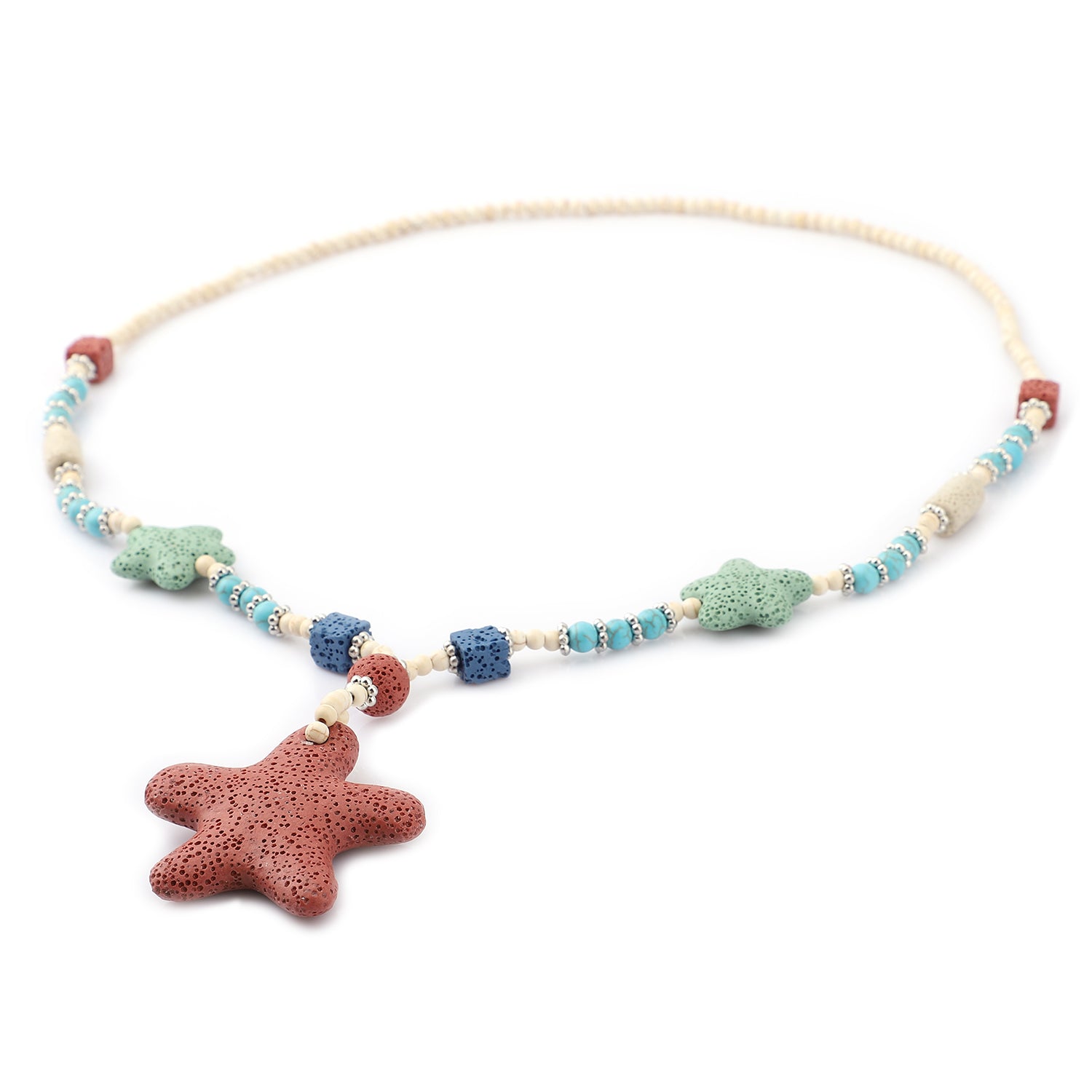 Women's Howlite Beaded Star Charm Necklace