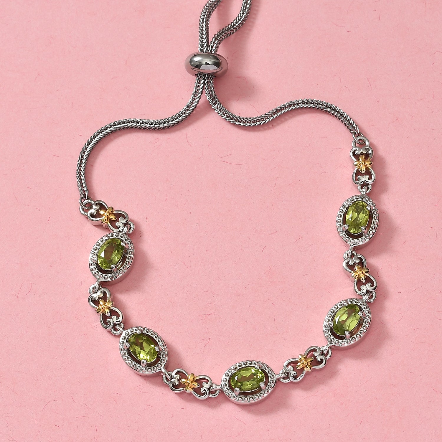 Yellow Rhodium Karis Peridot Bolo Bracelet