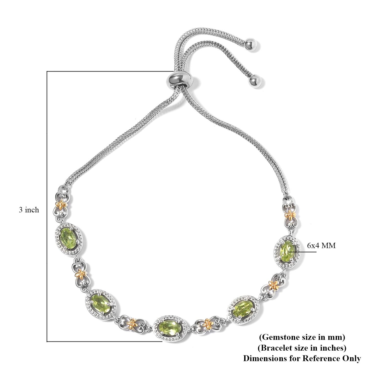 Yellow Rhodium Karis Peridot Bolo Bracelet