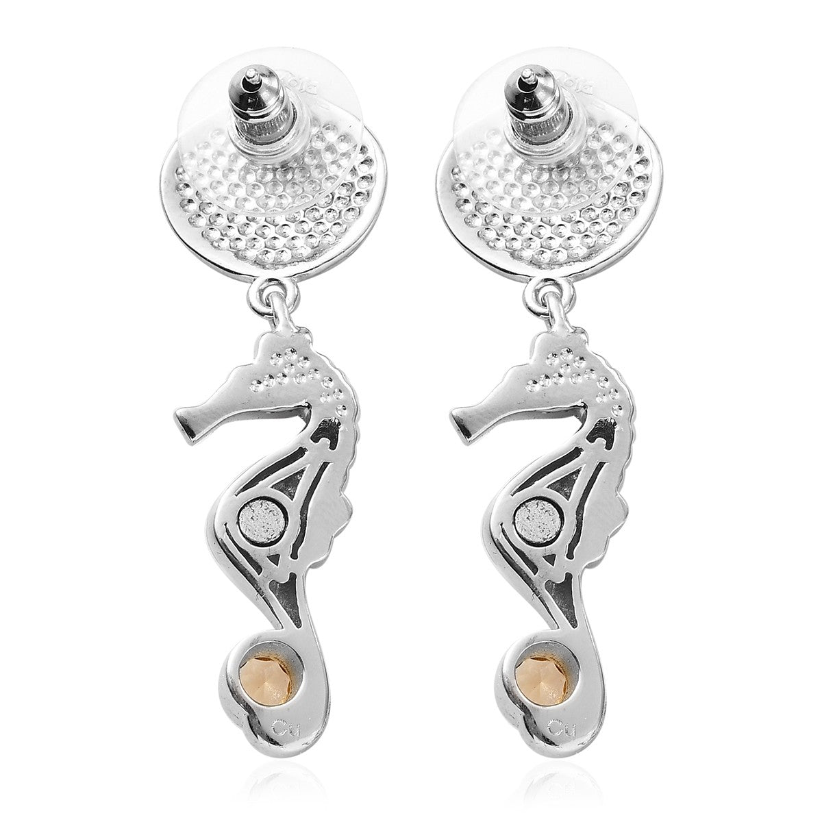 Women's Citrine Dangle Seahorse Earrings