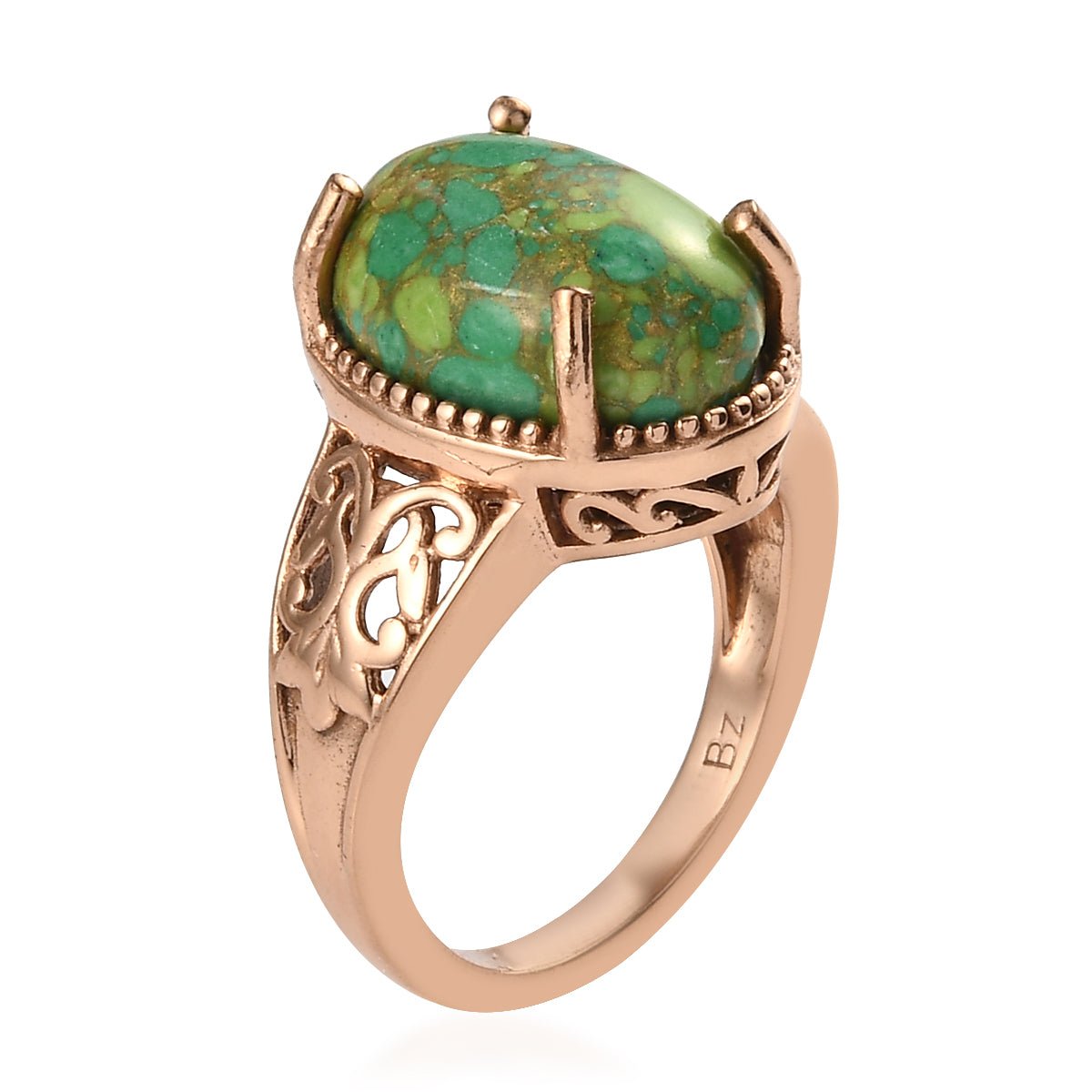 Stylish Bronze Mojave Green Turquoise Solitaire Ring Size 9