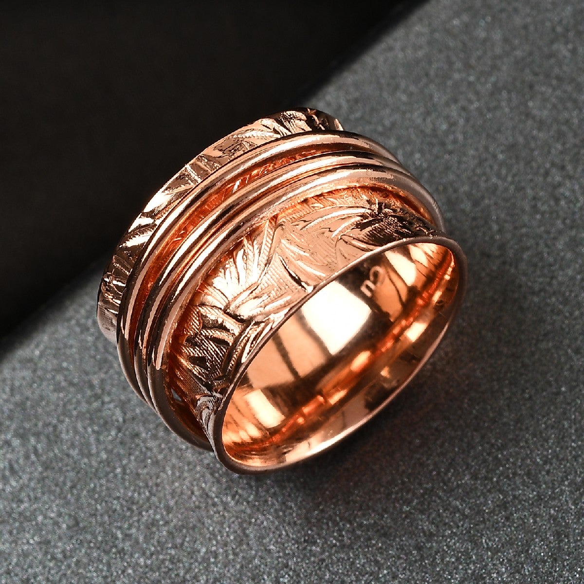 Rose Gold Artisan Spinner Ring Size 6, 7, 8, 10