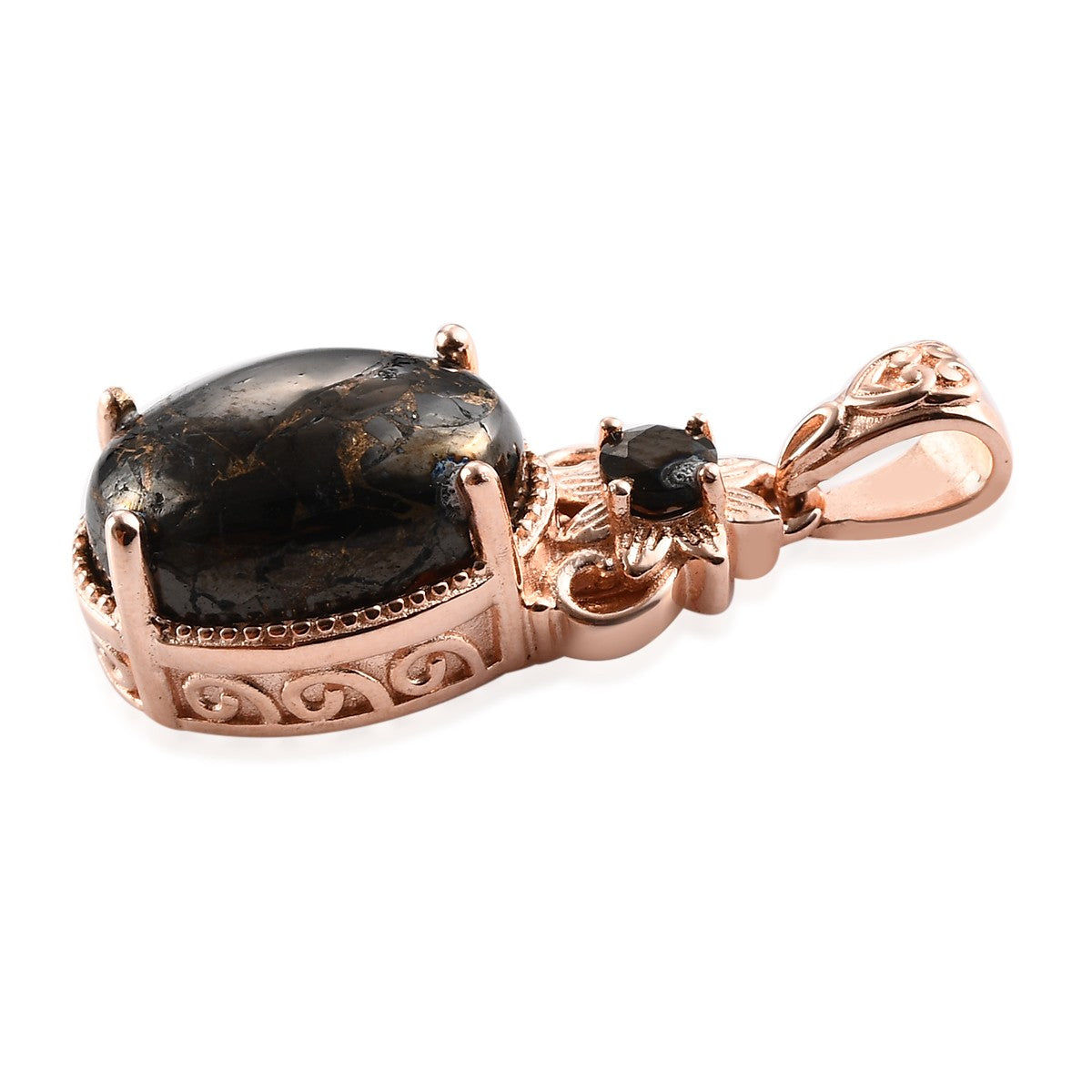 Elite Silver Shungite Pendant in 14K Rose Gold