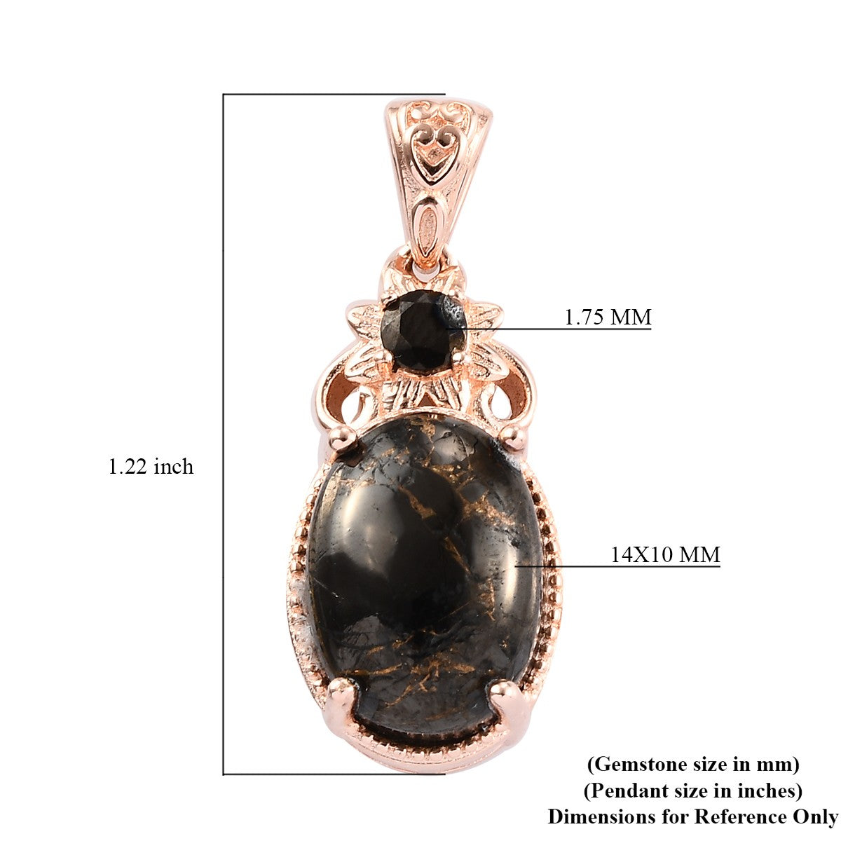 Elite Silver Shungite Pendant in 14K Rose Gold