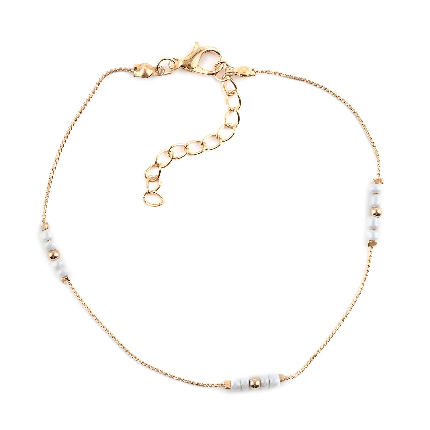 4 Set White Glass Austrian Crystal Charms Anklet