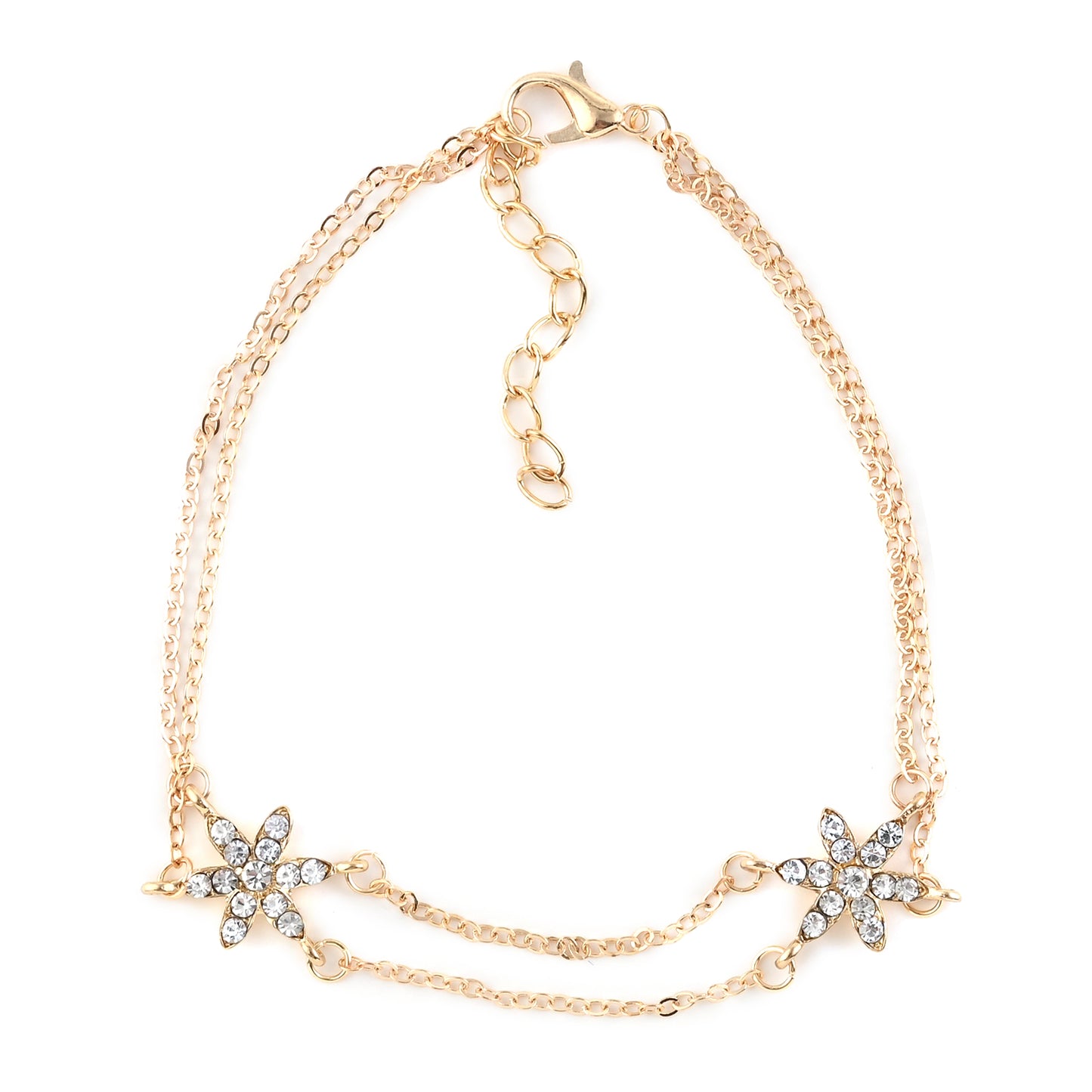 4 Set White Glass Austrian Crystal Charms Anklet