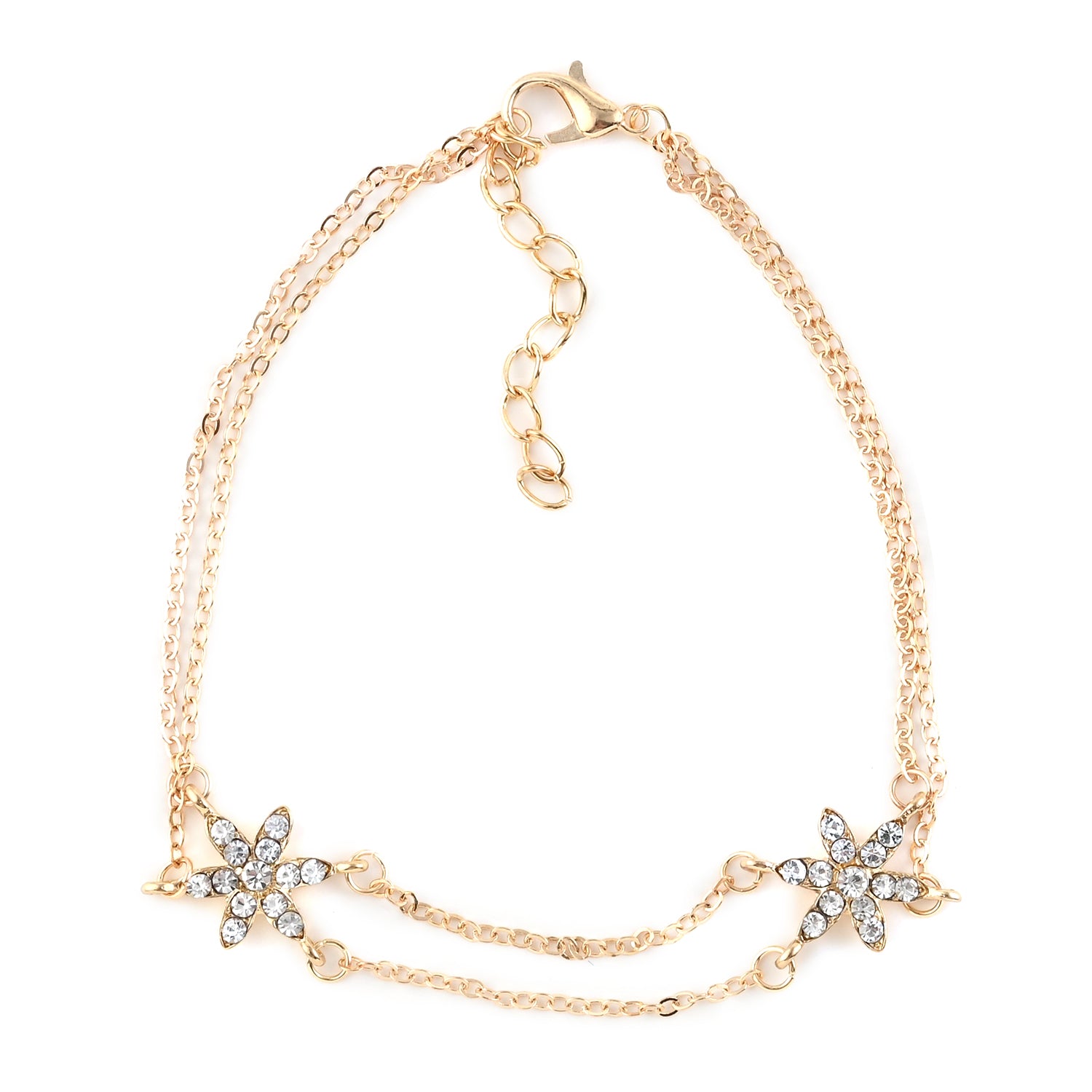 4 Set White Glass Austrian Crystal Charms Anklet