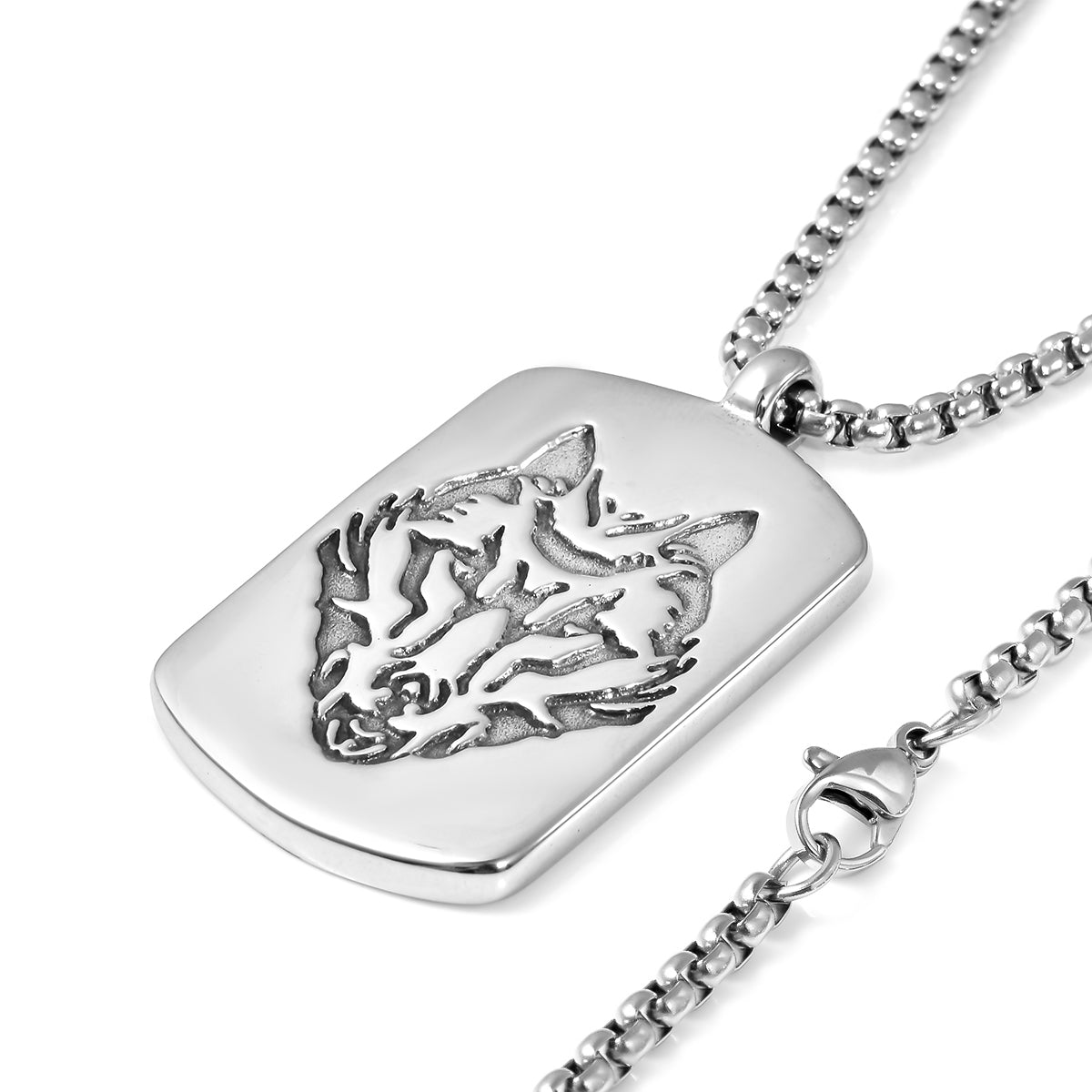 Wolf Card Dog Tag Earrings and Pendant Necklace