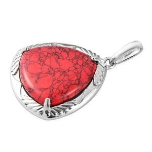 Red Howlite Solitaire Pendant in Natural Bronze