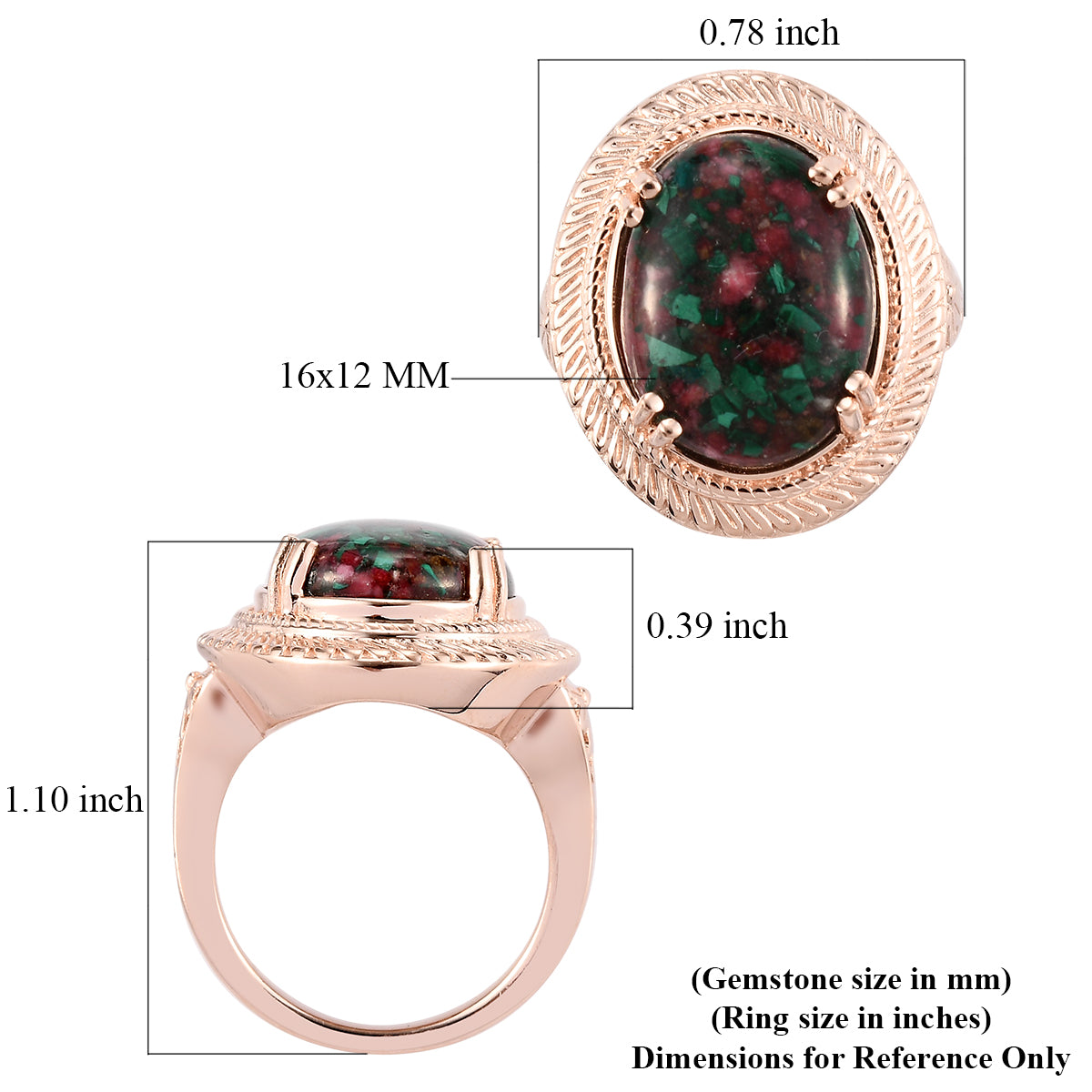 Matrix Thulite Malachite Halo Ring Size 7