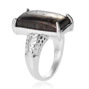 KARIS Matrix Silver Shungite Solitaire Ring size 6
