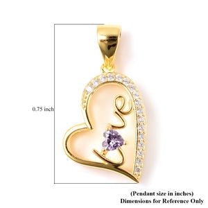 Purple and White Diamond Love Necklace in 14K Yellow Gold