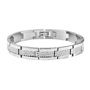 Men's Bracelet and Honey Comb  and Textured Dog Tag Pendant Necklace