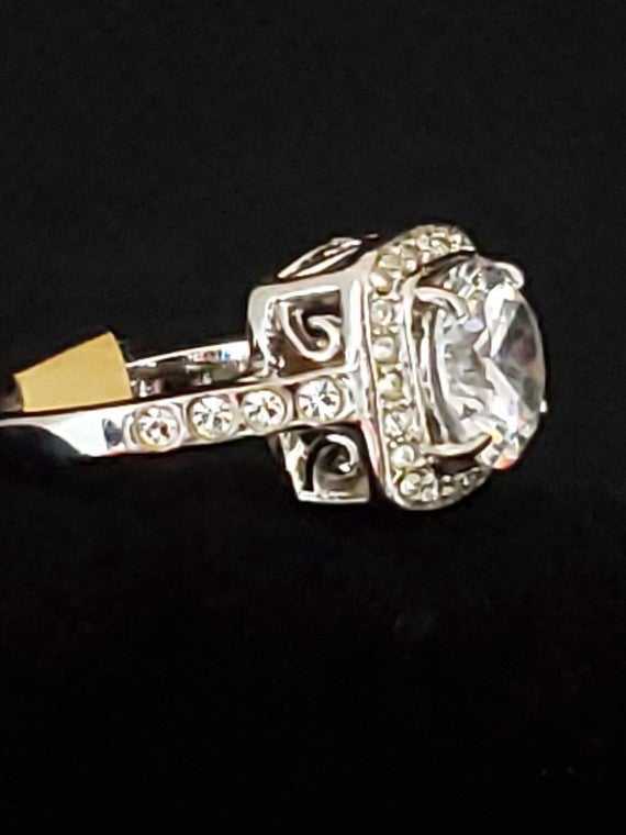 Princess Cut Pavé Style Halo Engagement Ring Size 5.5