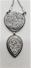 Load image into Gallery viewer, Double Drop Platinum Drusy Necklace

