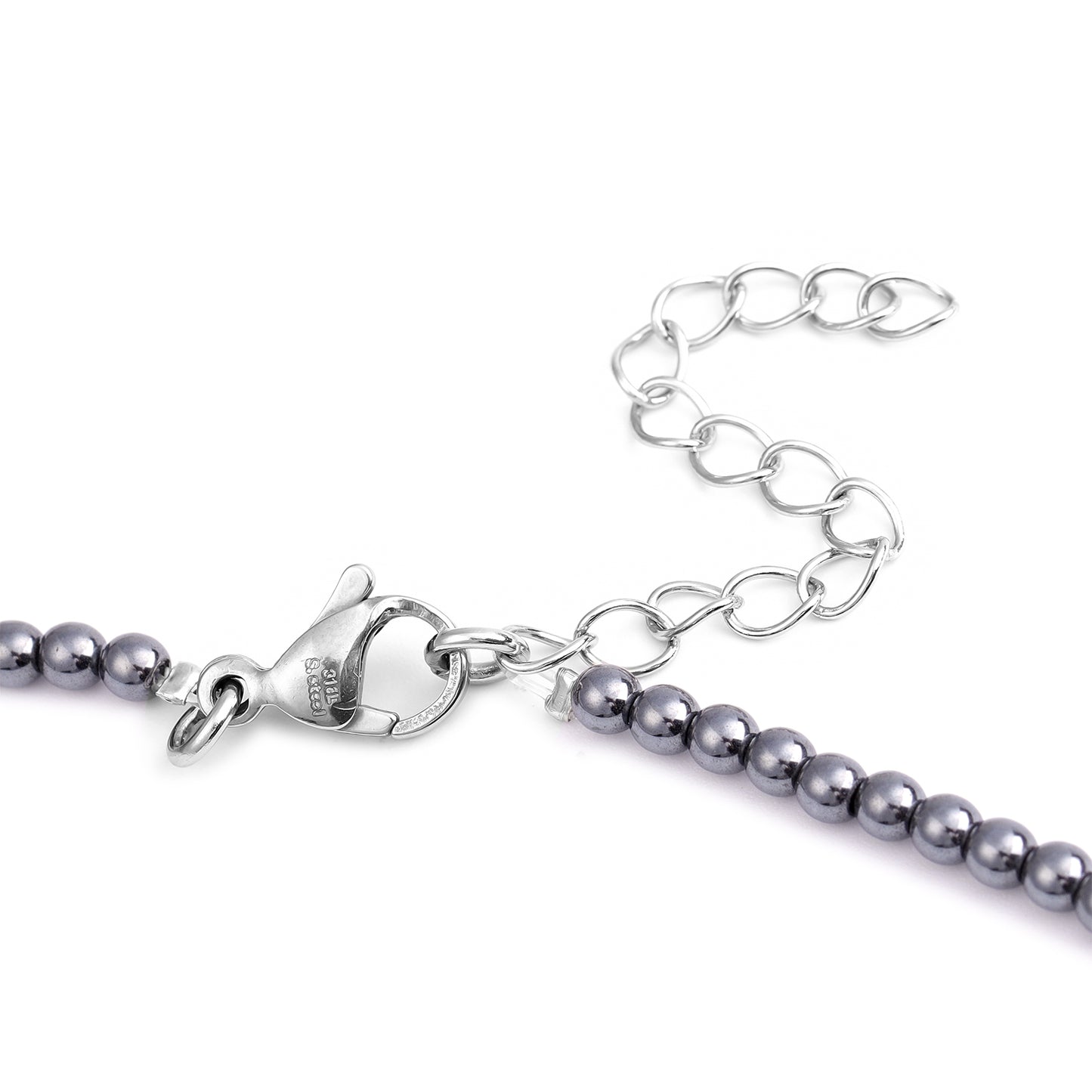 Lapis Lazuli and Enameled Pendant With Hematite Beads Necklace 18 Inch