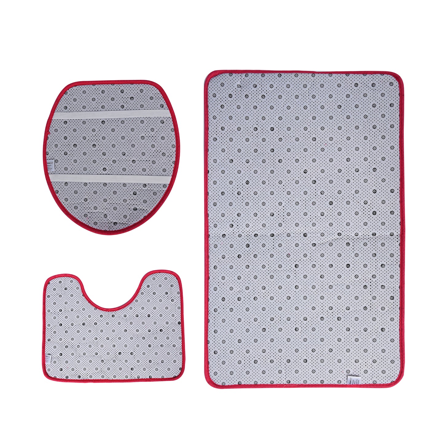 Fuchsia Polyester Door Mat, Toilet Mat and Toilet Cover - 3 Piece Set