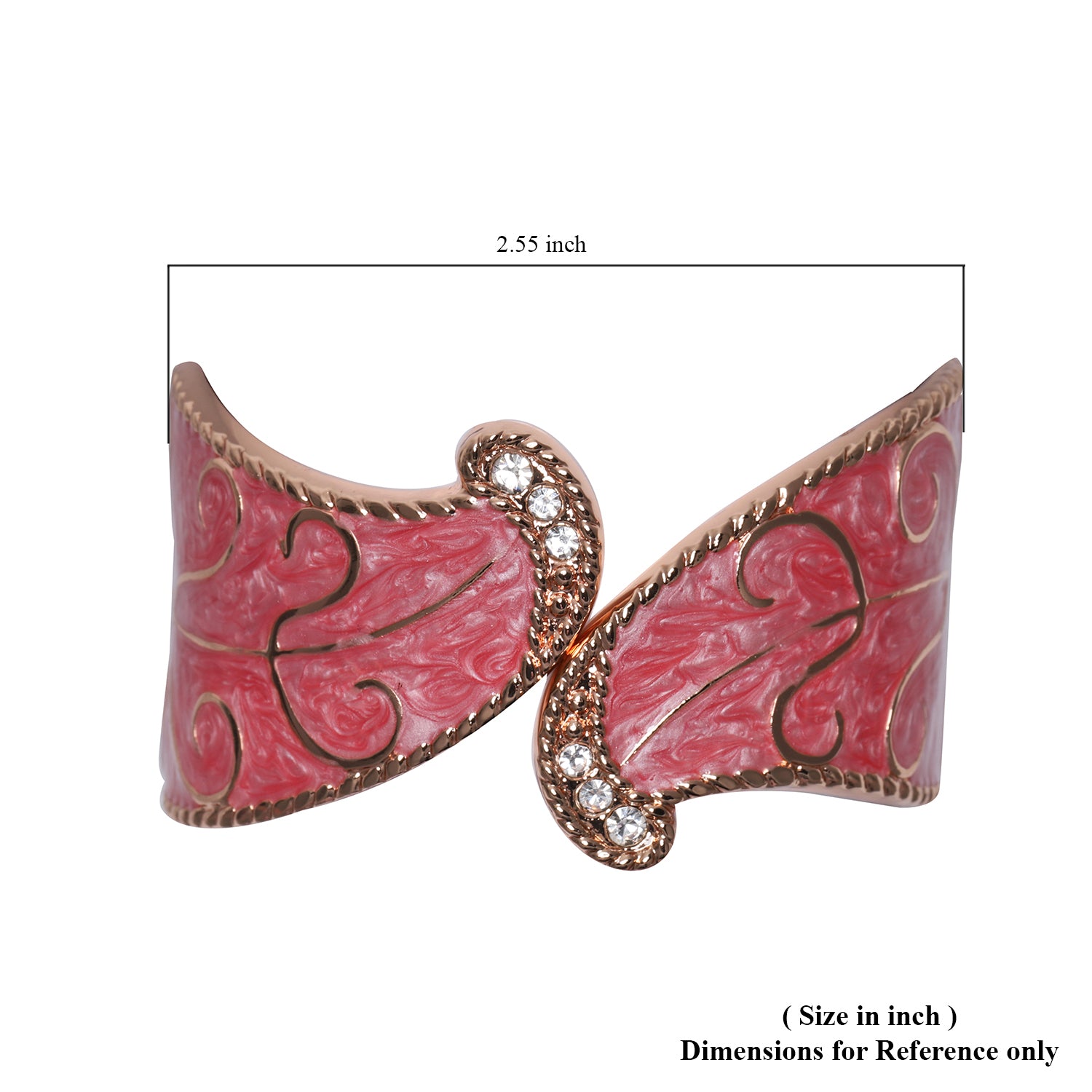 Women's White Austrian Crystal, Pink Enameled Bangle Bracelet