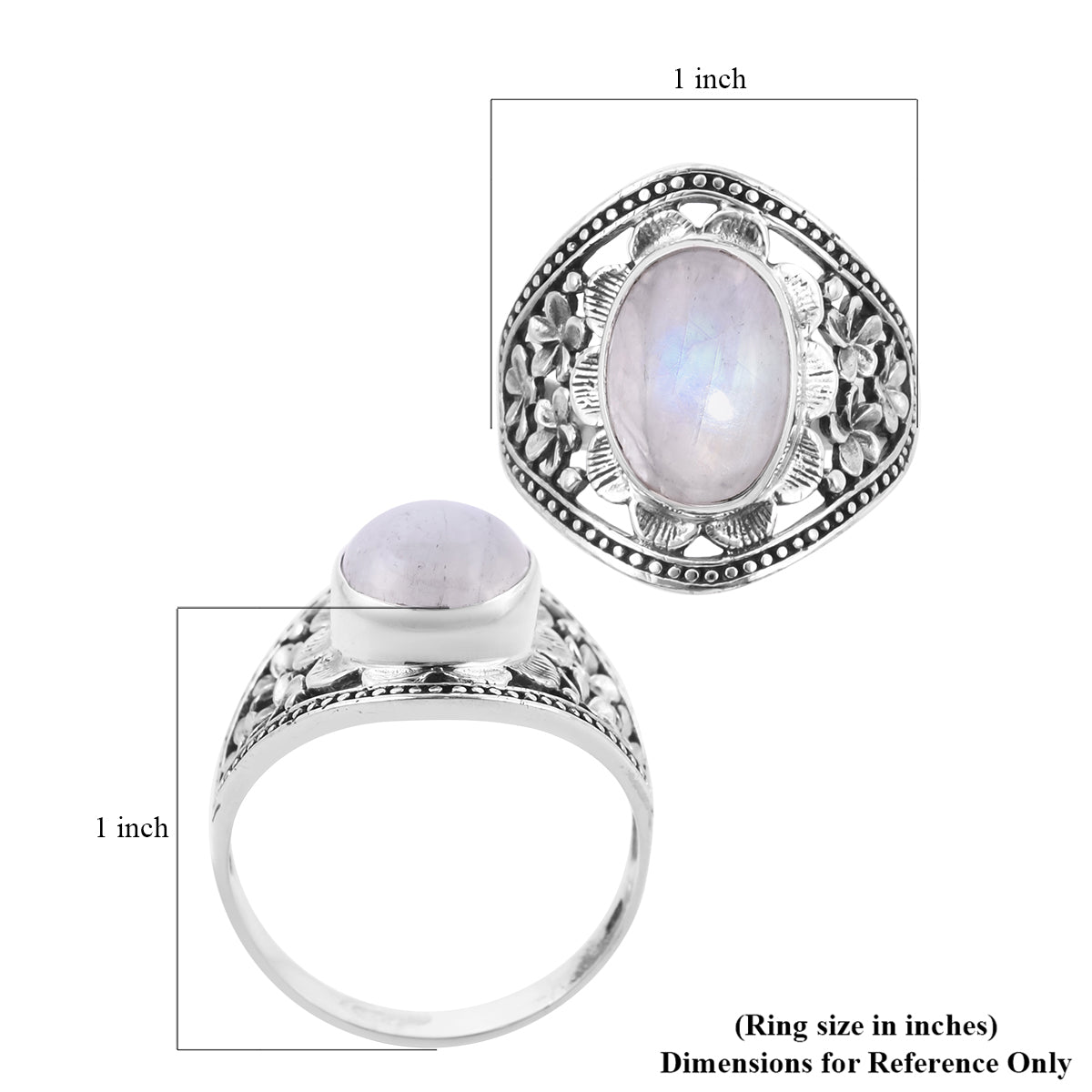 Stylish Bali Legacy Kuisa Rainbow Moonstone Ring Size 7