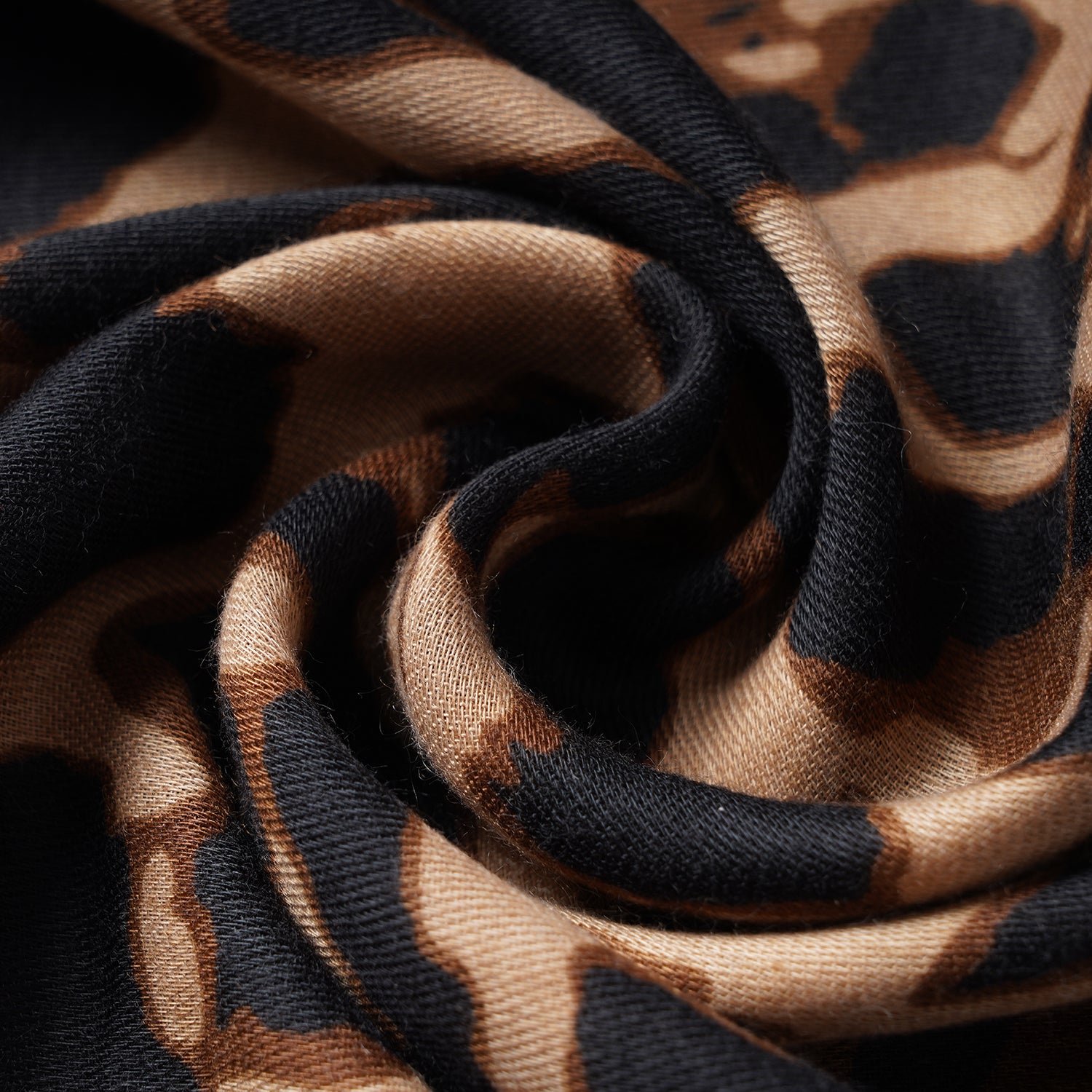 Women's Dark Brown Leopard Pattern Cotton & Linen Scarf