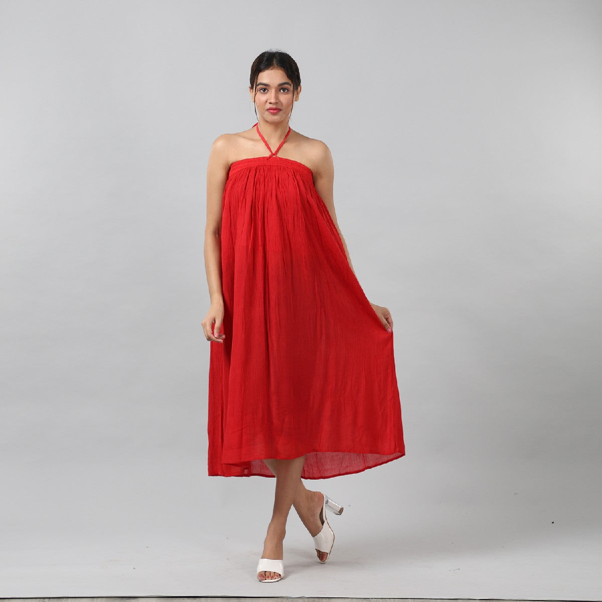 Red 2-Way Solid Skirt Dress (One Size Fits Most)