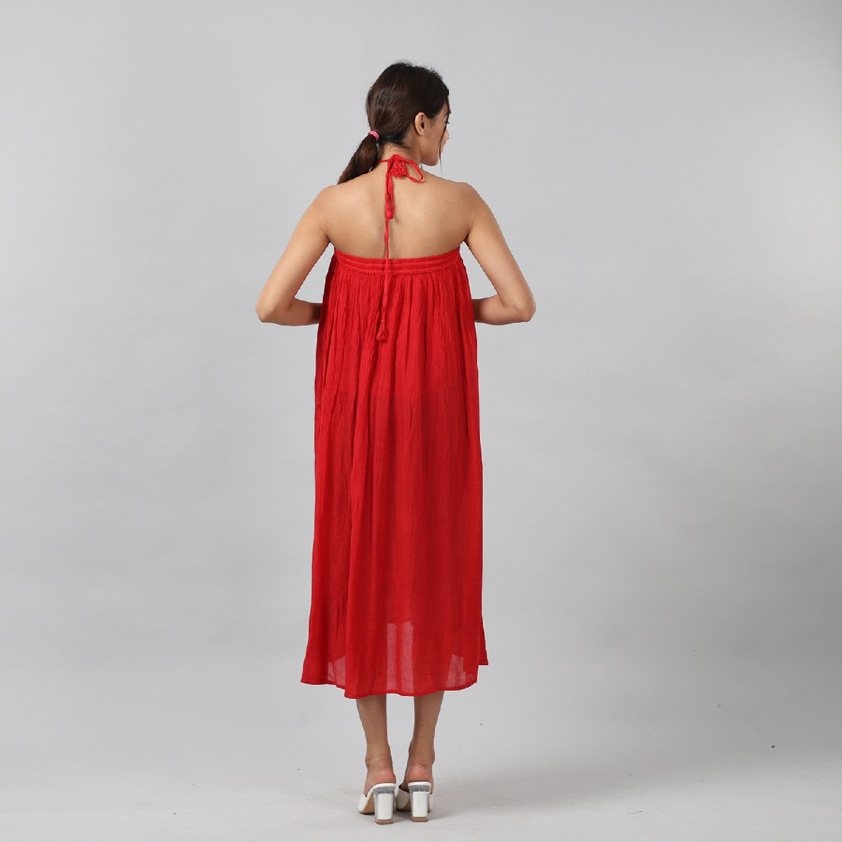 Red 2-Way Solid Skirt Dress (One Size Fits Most)
