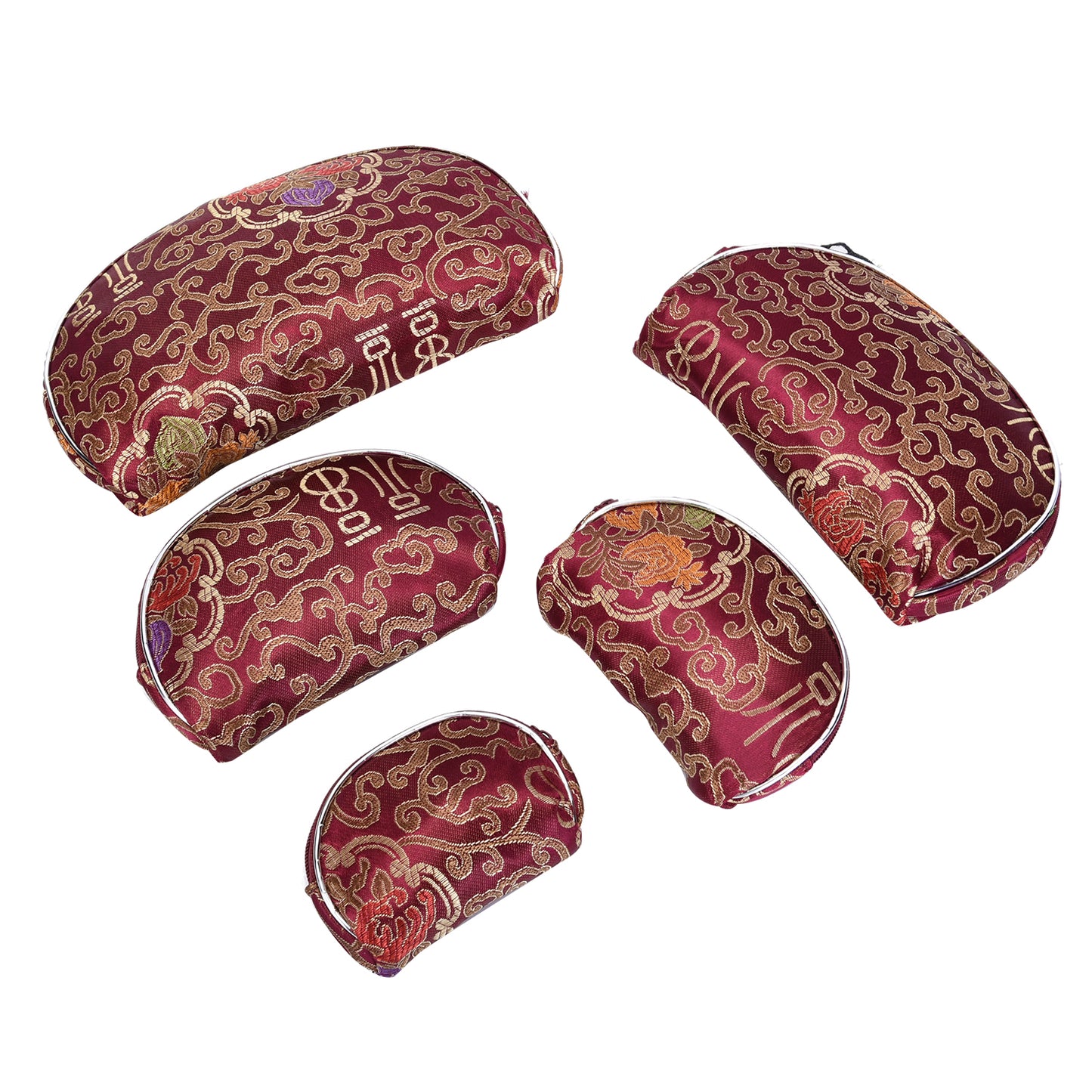 Set of 10 Burgundy Polyester Multi-Purpose Jewelry Bags