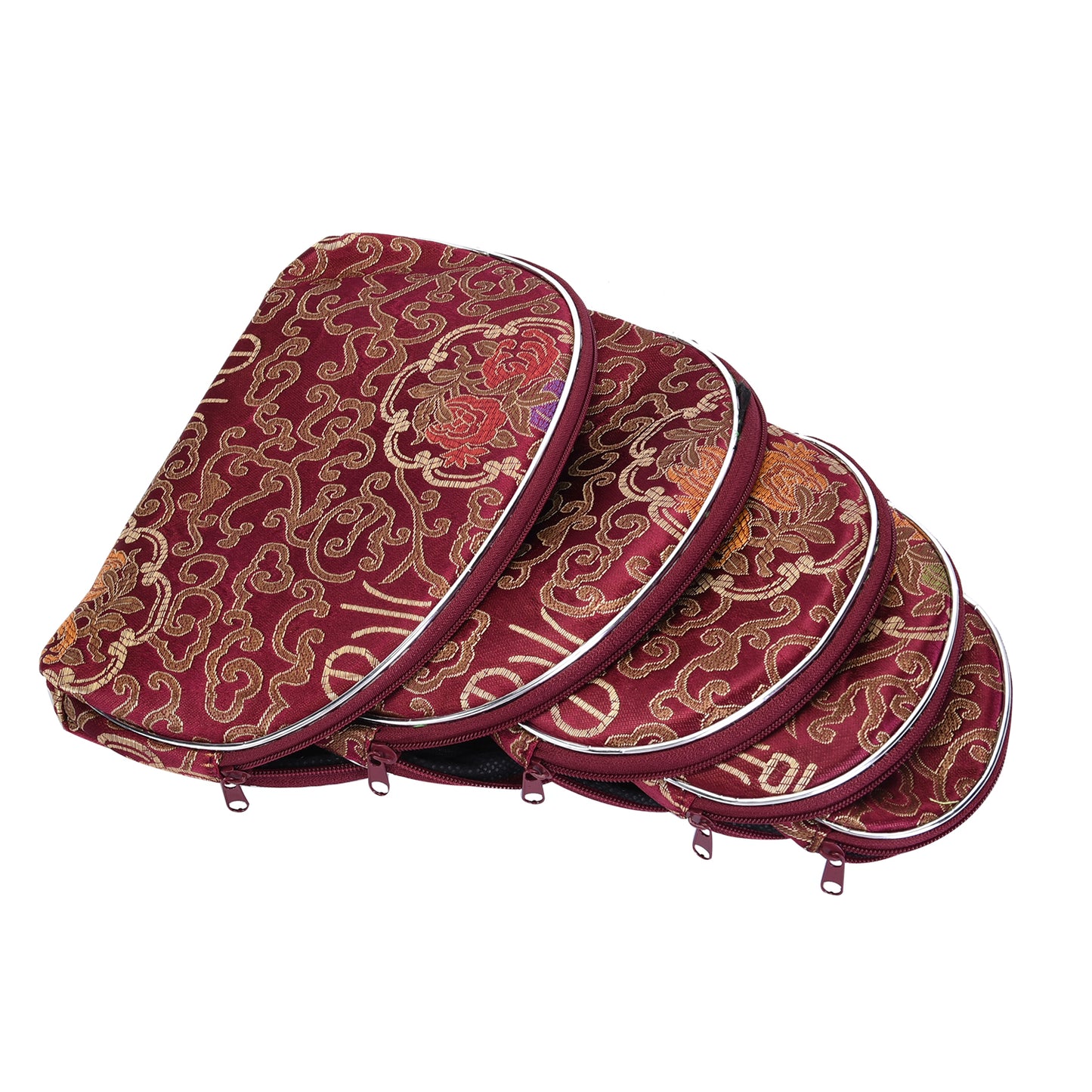Set of 10 Burgundy Polyester Multi-Purpose Jewelry Bags