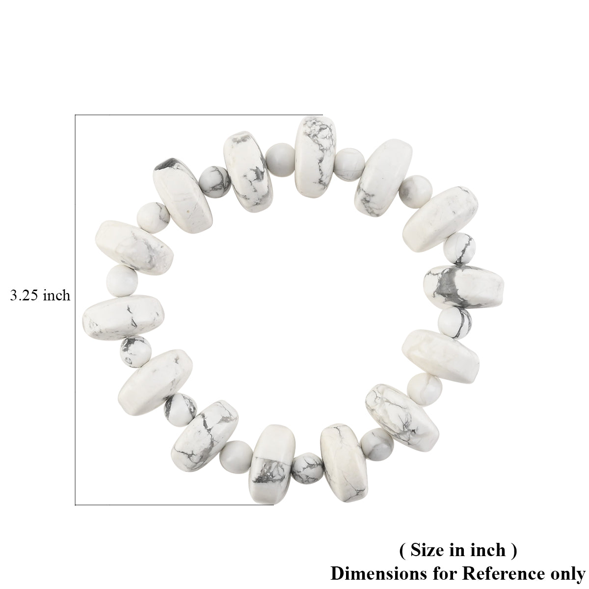 White Howlite Wheel and Round Bead Stretch Bracelet