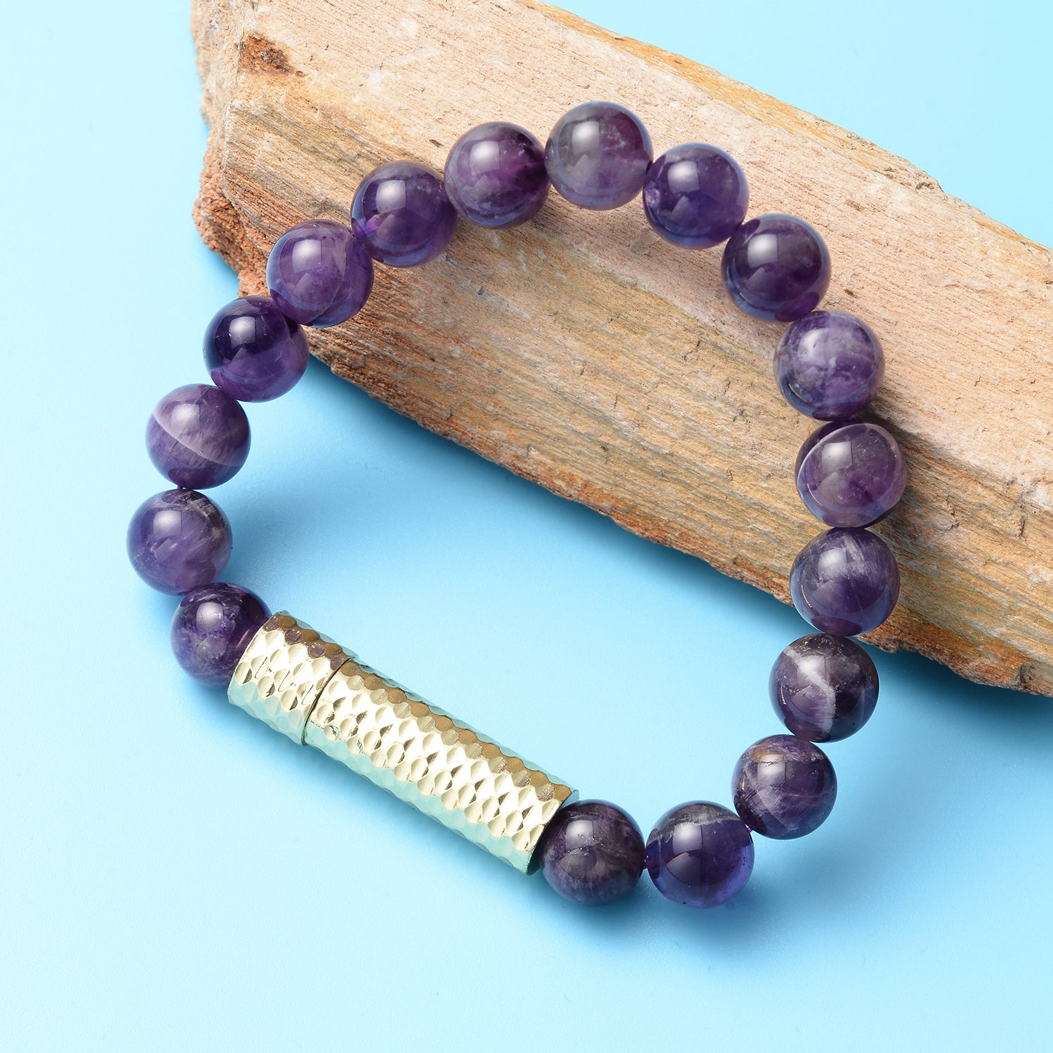 Women's Amethyst 9-11mm Beaded Stretch Bracelet