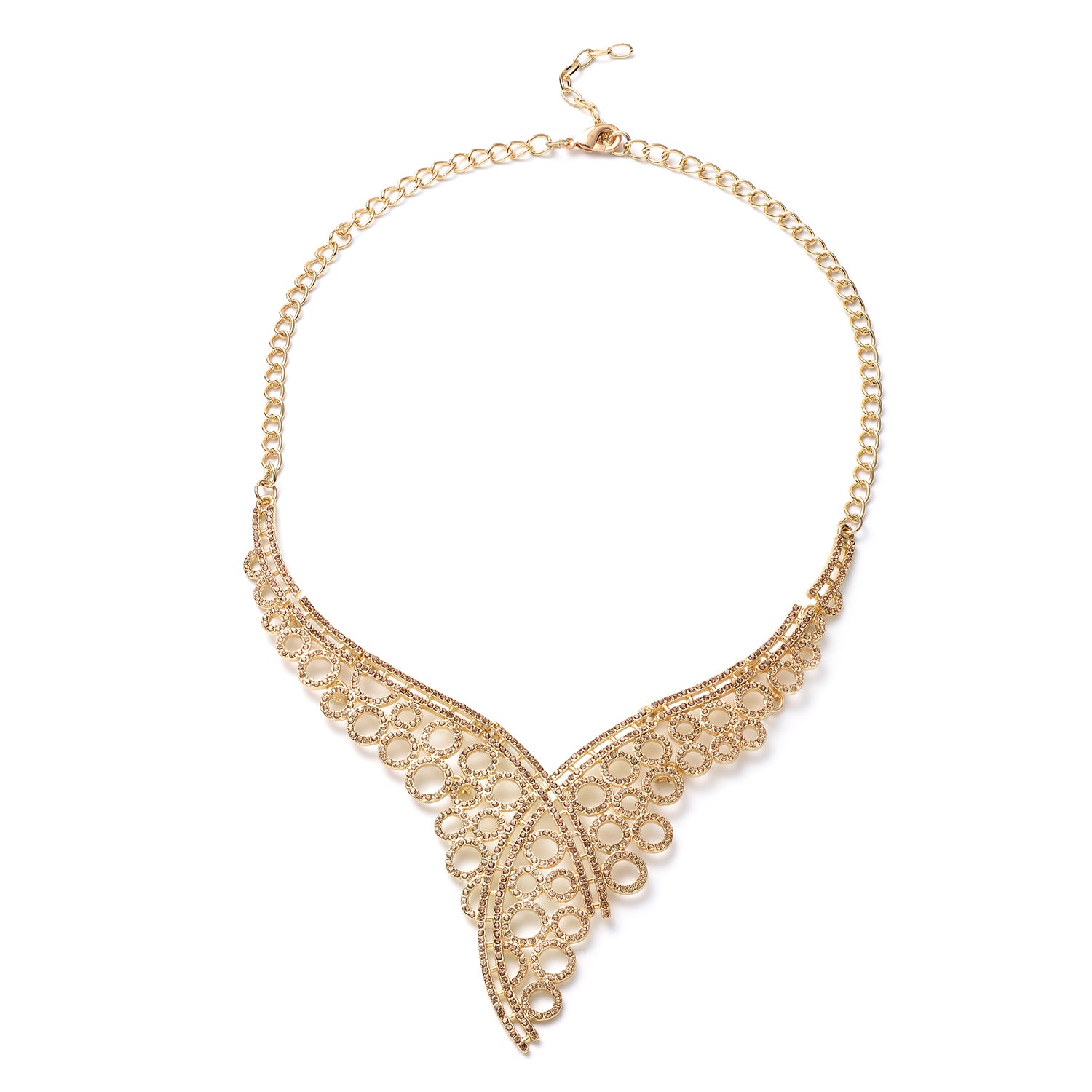 Women's Champagne Austrian Crystal Bib Necklace